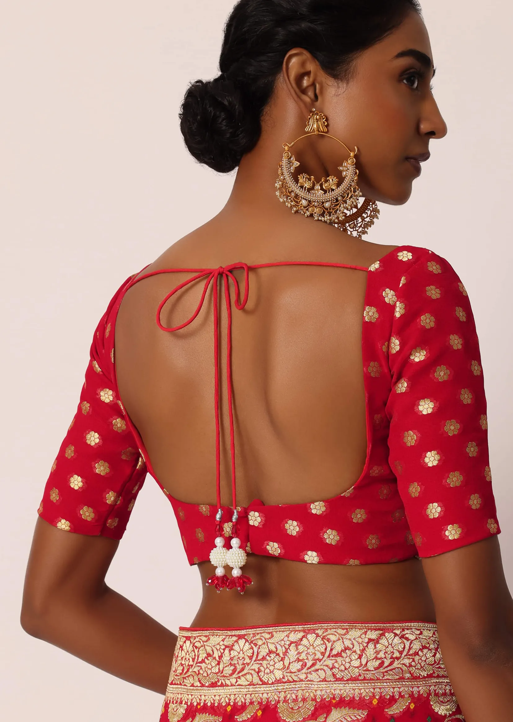 Red Khadi Gota Patti Banarasi Saree With Unstitched Blouse Piece