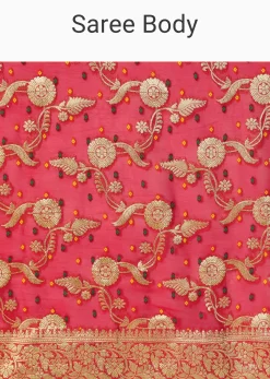 Red Khadi Gota Patti Banarasi Saree With Unstitched Blouse Piece