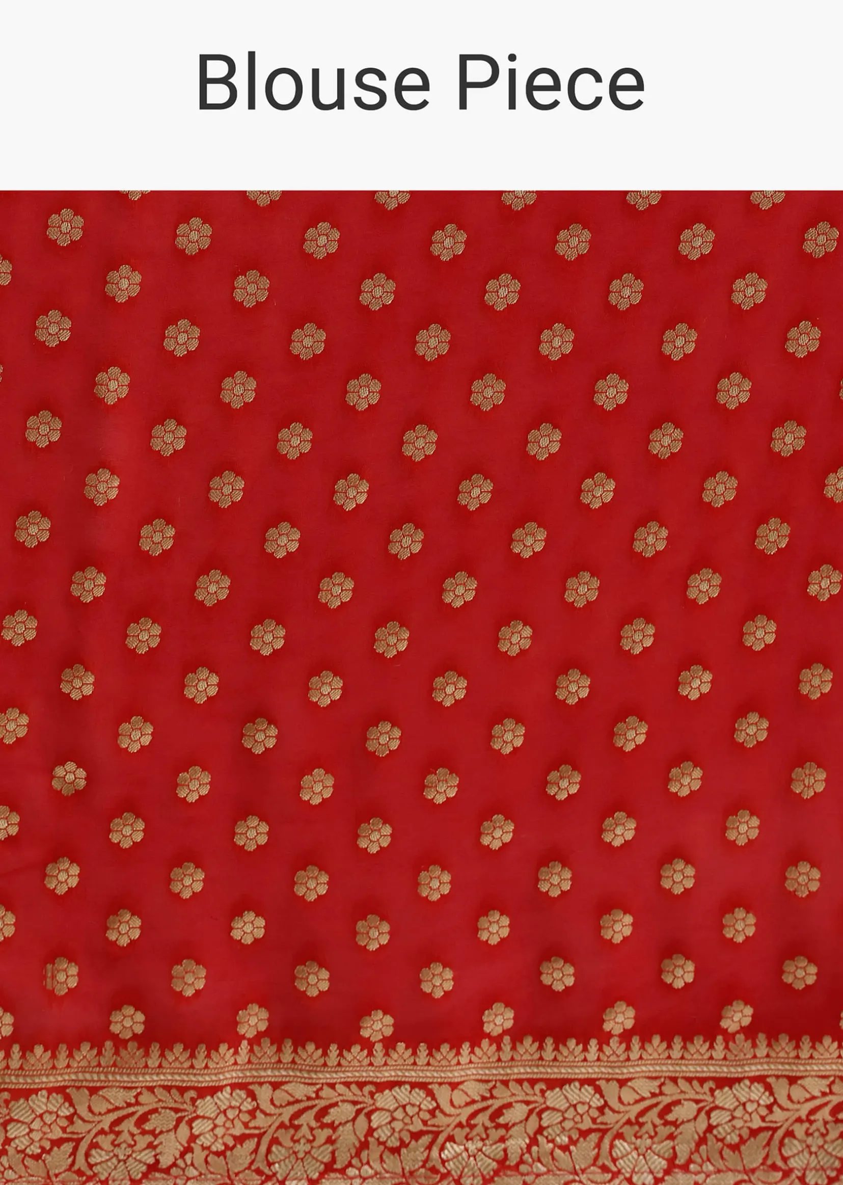 Red Khadi Gota Patti Banarasi Saree With Unstitched Blouse Piece