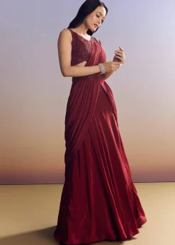 Red Lehenga Set With Cut Dana Blouse And Net Dupatta