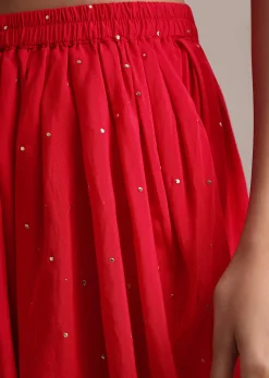 Red Leheriya Printed Kurta Dhoti Set
