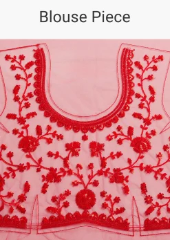 Red Net Saree With Sequins And Stones Embroidery