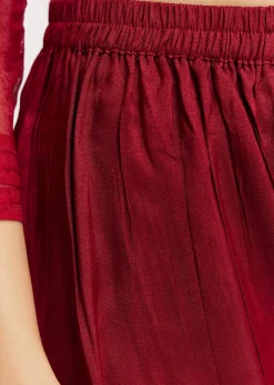 Red Printed Chiffon Sequin Kurta Set With Dupatta