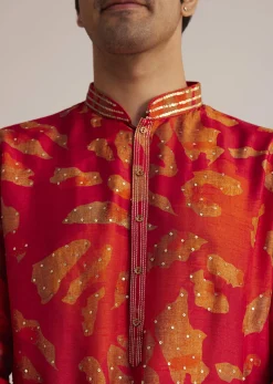 Red Printed Kurta Set
