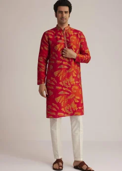Red Printed Kurta Set