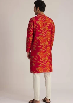 Red Printed Kurta Set