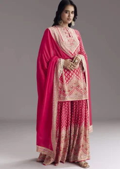 Red Printed Sharara Set