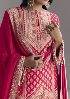 Red Printed Sharara Set