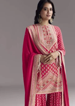 Red Printed Sharara Set