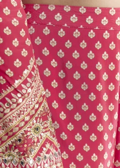 Red Printed Sharara Set