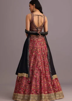 Red Printed Zari Embroidered Lehenga Choli With Dupatta
