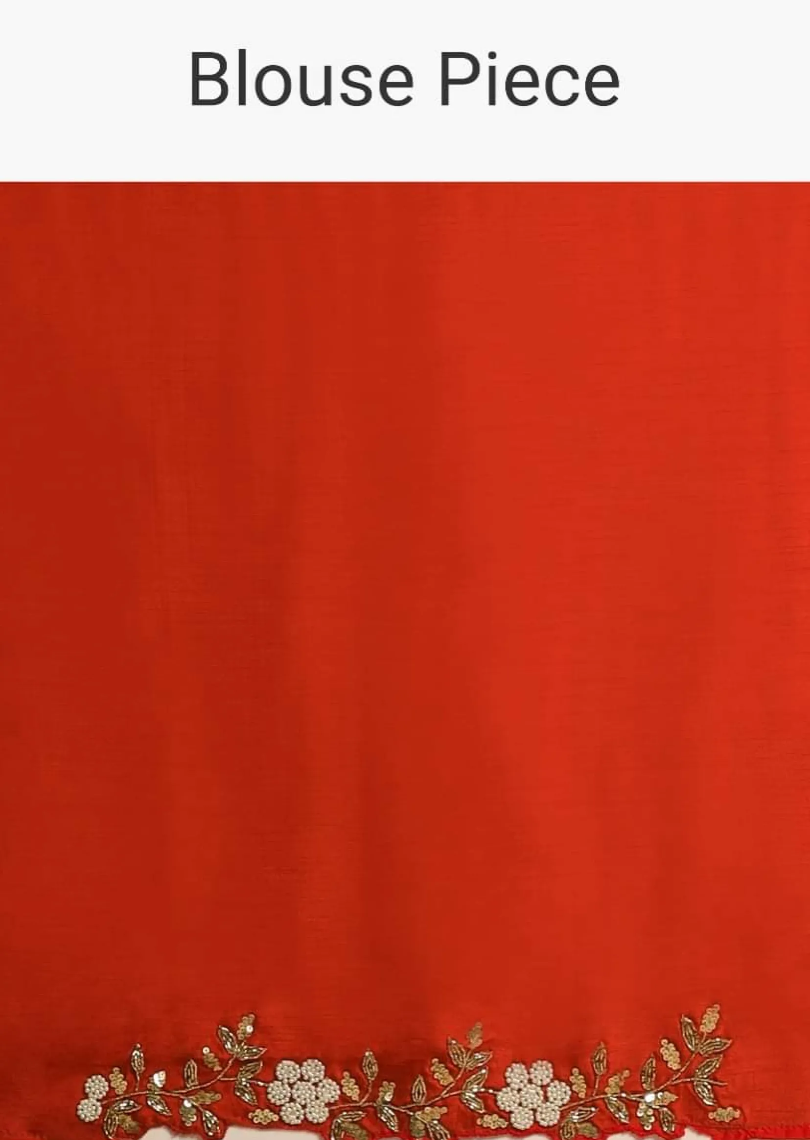 Red Saree In Organza With Striped Print All Over And Moti Embroidered Border Along With Unstitched Blouse