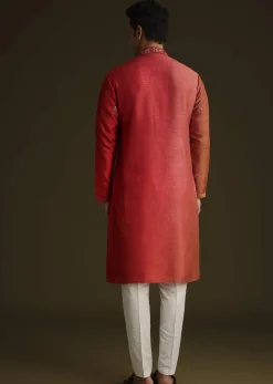 Red Silk Ombre Kurta Set