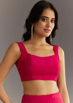 Red Stone Embellished Crushed Tissue Saree With Cutdana Embroidered Border