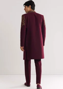 Red Suiting Indo Western With Zardosi Floral Work