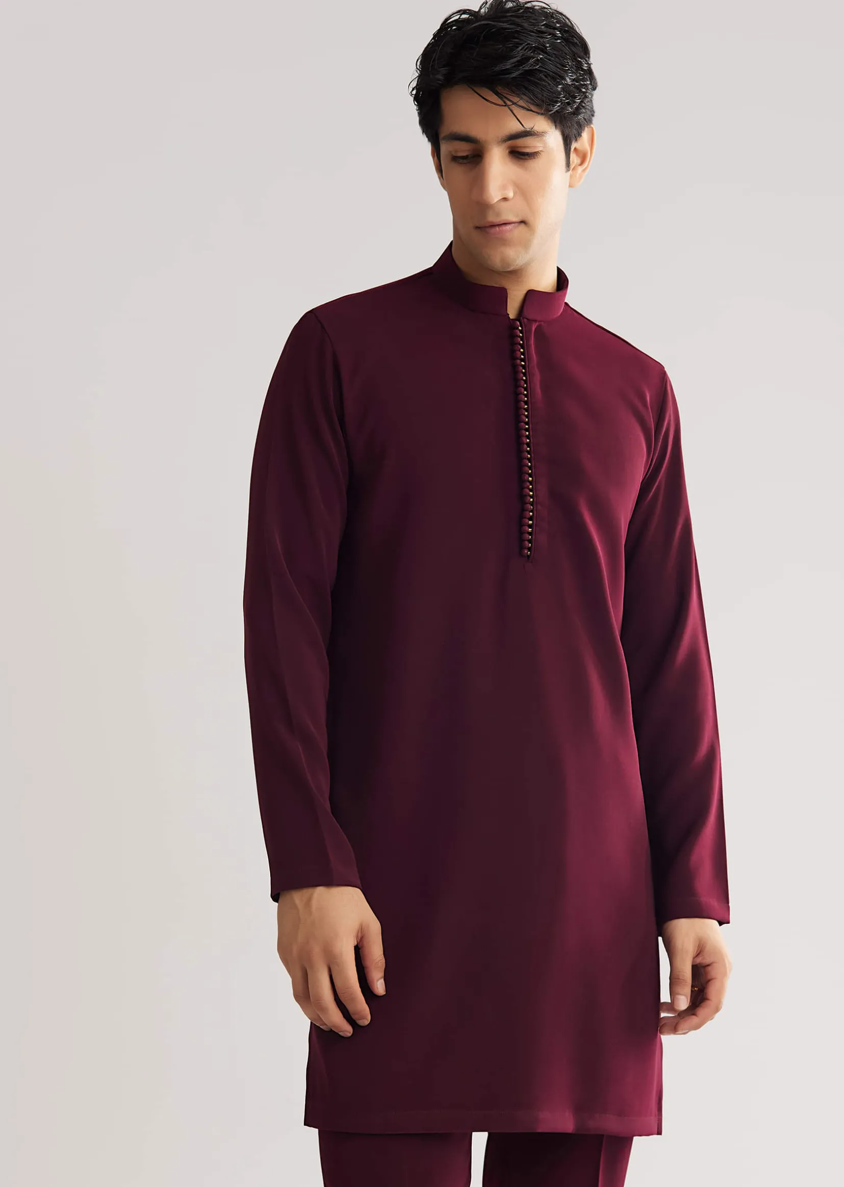 Red Suiting Indo Western With Zardosi Floral Work