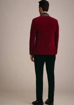 Red Tuxedo Set In Micro Velvet