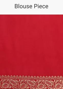 Red Woven Georgette Saree With Unstitched Blouse