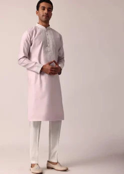 Regal Light Pink Silk Kurta Set For Men