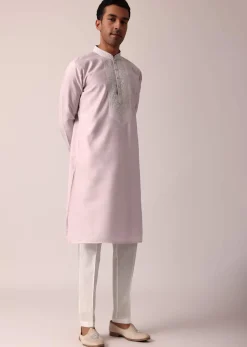 Regal Light Pink Silk Kurta Set For Men
