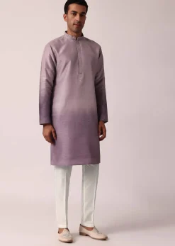 Regal Purple Silk Jacket Kurta Set For Men