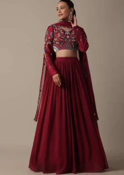 Regal Red Silk Lehenga Set With Exquisite Embroidery