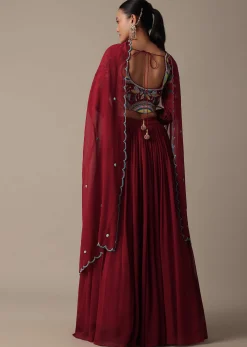 Regal Red Silk Lehenga Set With Exquisite Embroidery