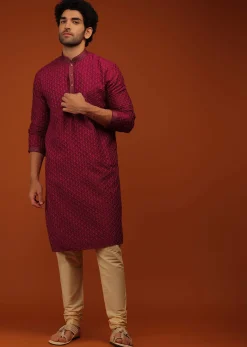 Rio Red Kurta Set In Lucknowi Embroidery