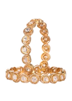 Rose Gold Kundan Polki Handcrafted Bangles