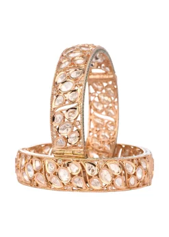 Rose Gold Polki Bangles In Mix Metal