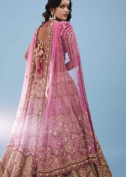 Rose Pink Junoesque Bridal Lehenga In Raw Silk With Heavy Embroidery - NOOR 2022