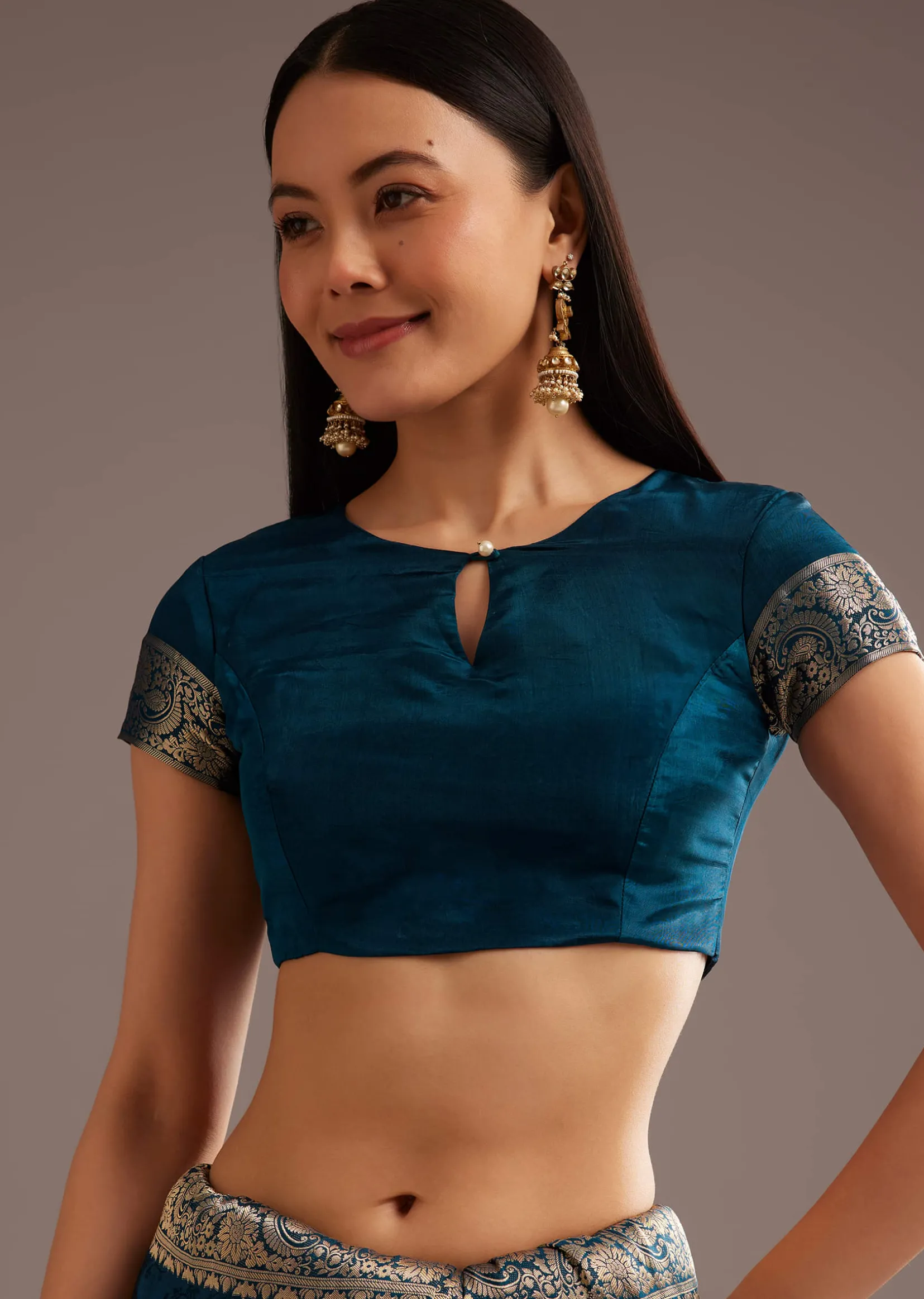 Royal Blue Jaquard Silk Saree With Zari Butti And Brocade Border