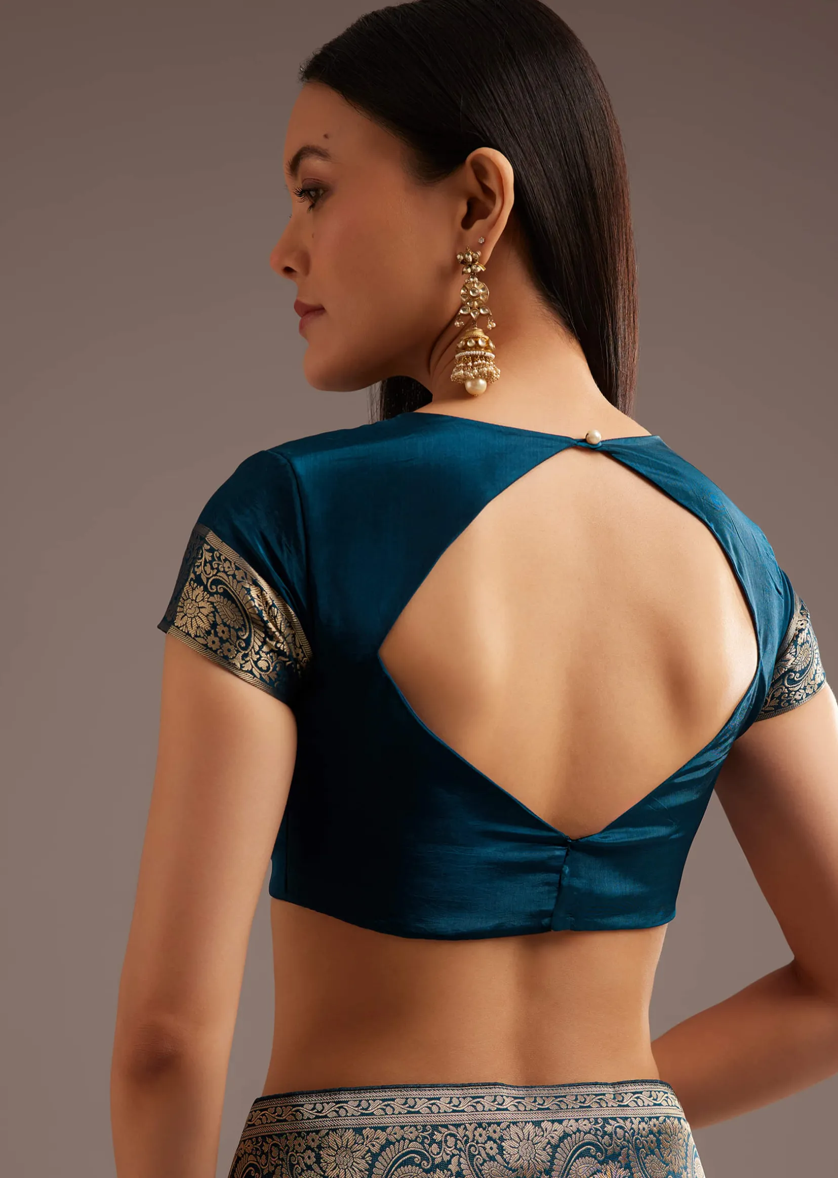 Royal Blue Jaquard Silk Saree With Zari Butti And Brocade Border