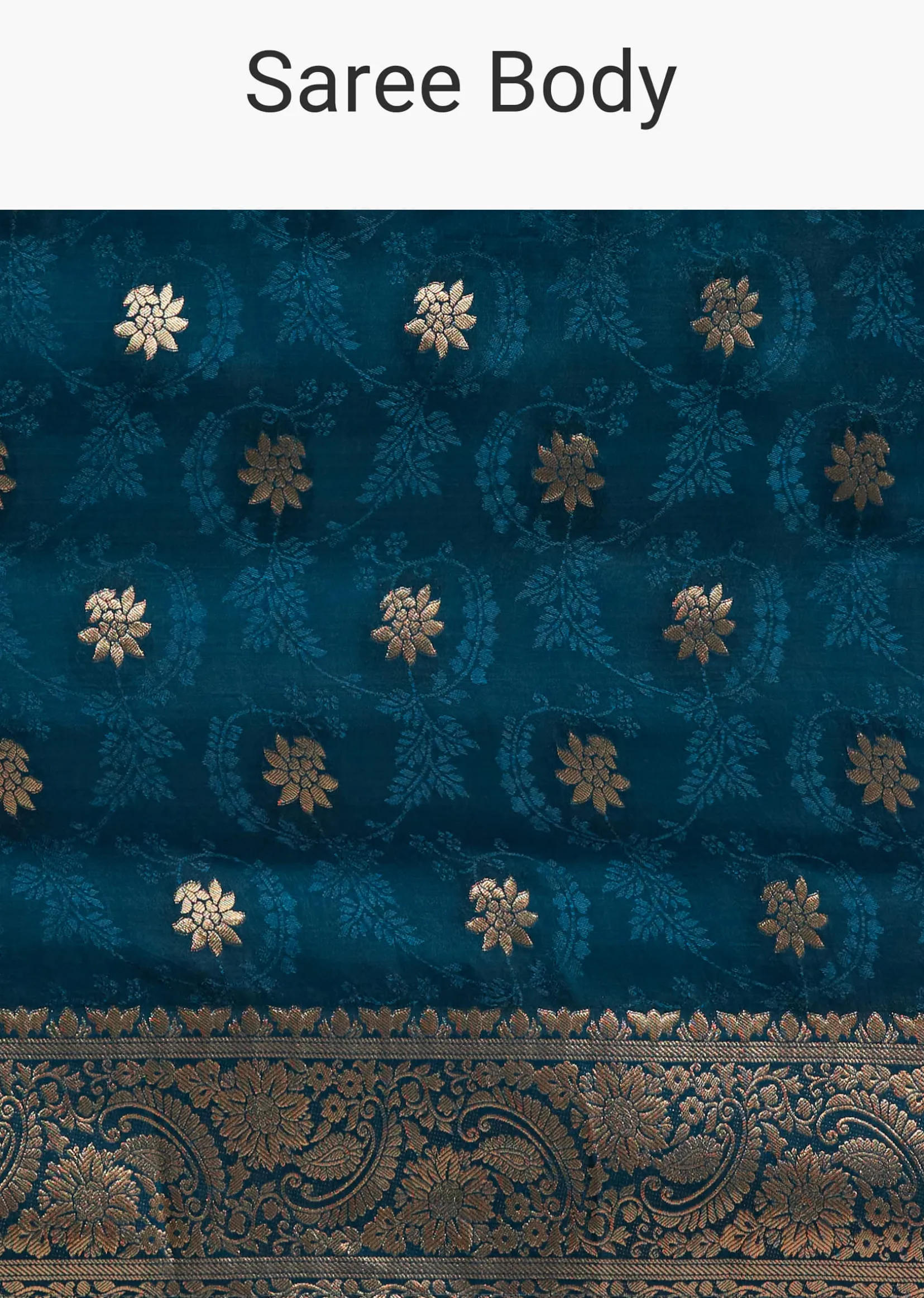 Royal Blue Jaquard Silk Saree With Zari Butti And Brocade Border