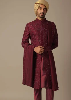 Royal Embroidered Grooms Sherwani Set