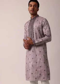 Royal Purple Silk Kurta Set For Men