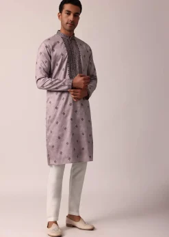 Royal Purple Silk Kurta Set For Men