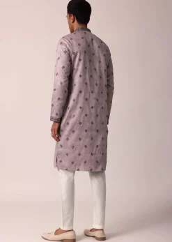Royal Purple Silk Kurta Set For Men