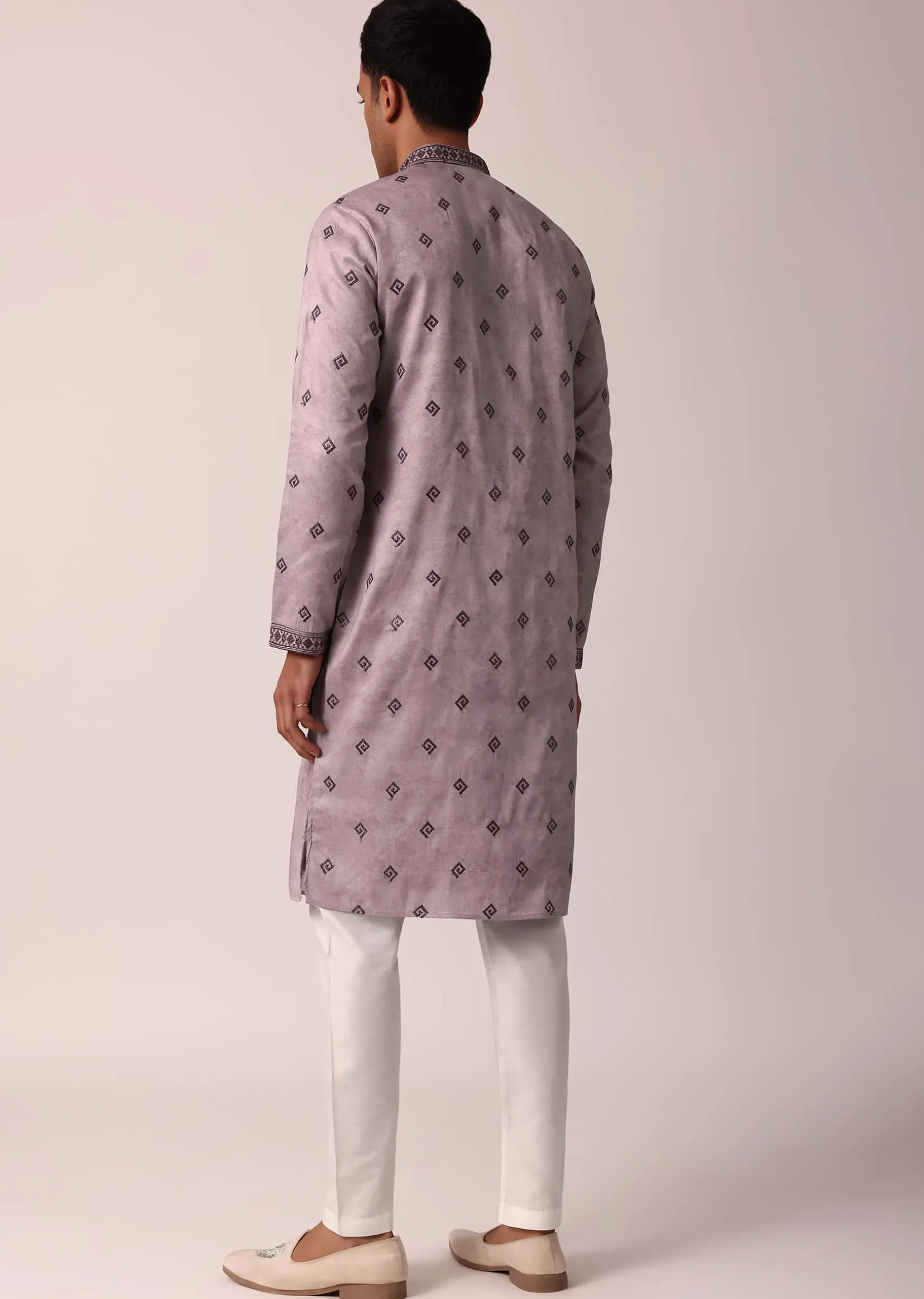 Royal Purple Silk Kurta Set For Men