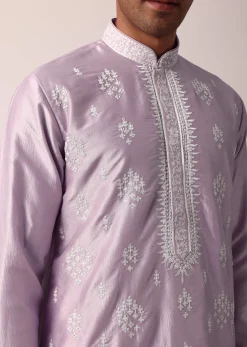 Royal Purple Silk Kurta Set With Exquisite Handwork