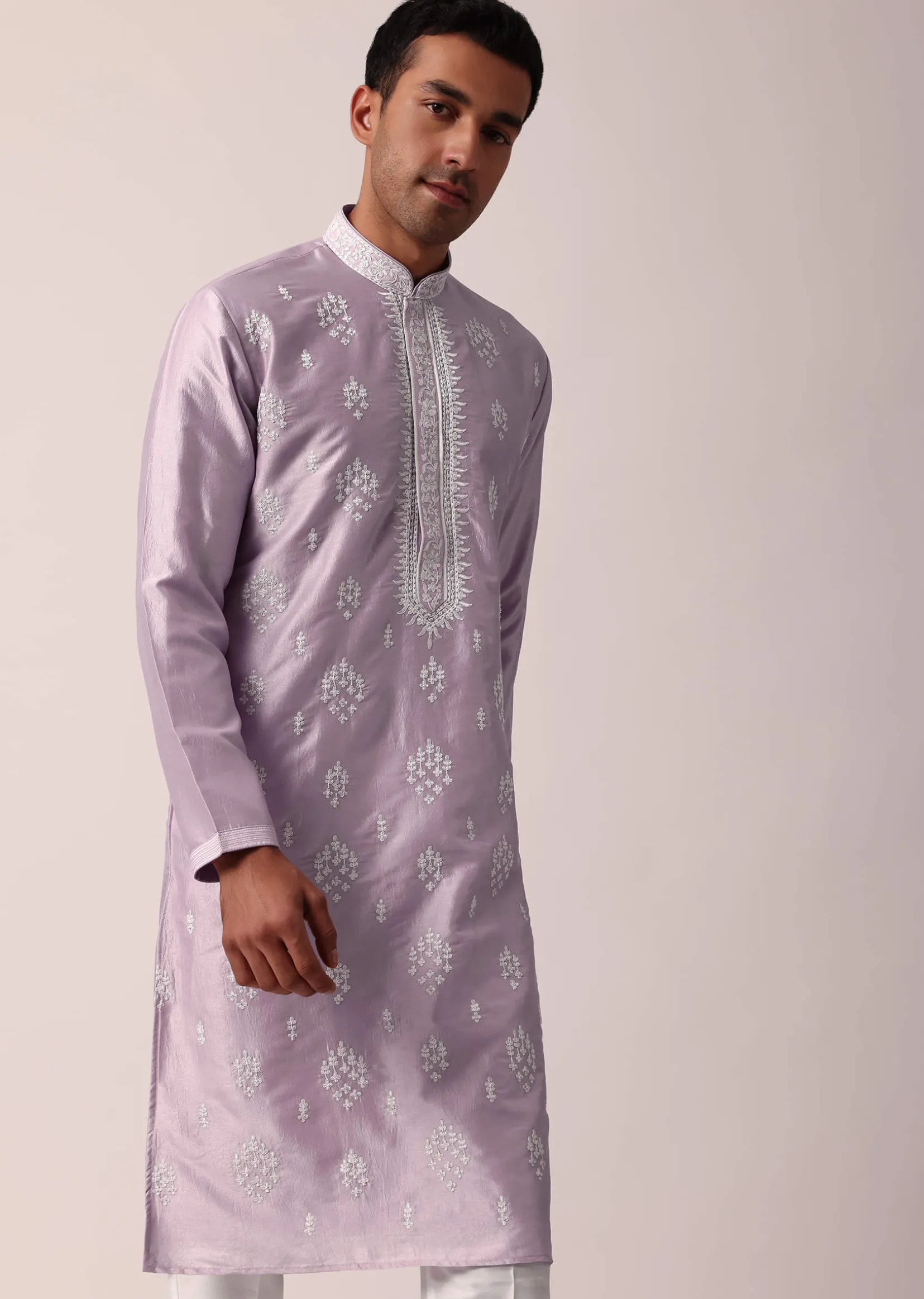 Royal Purple Silk Kurta Set With Exquisite Handwork