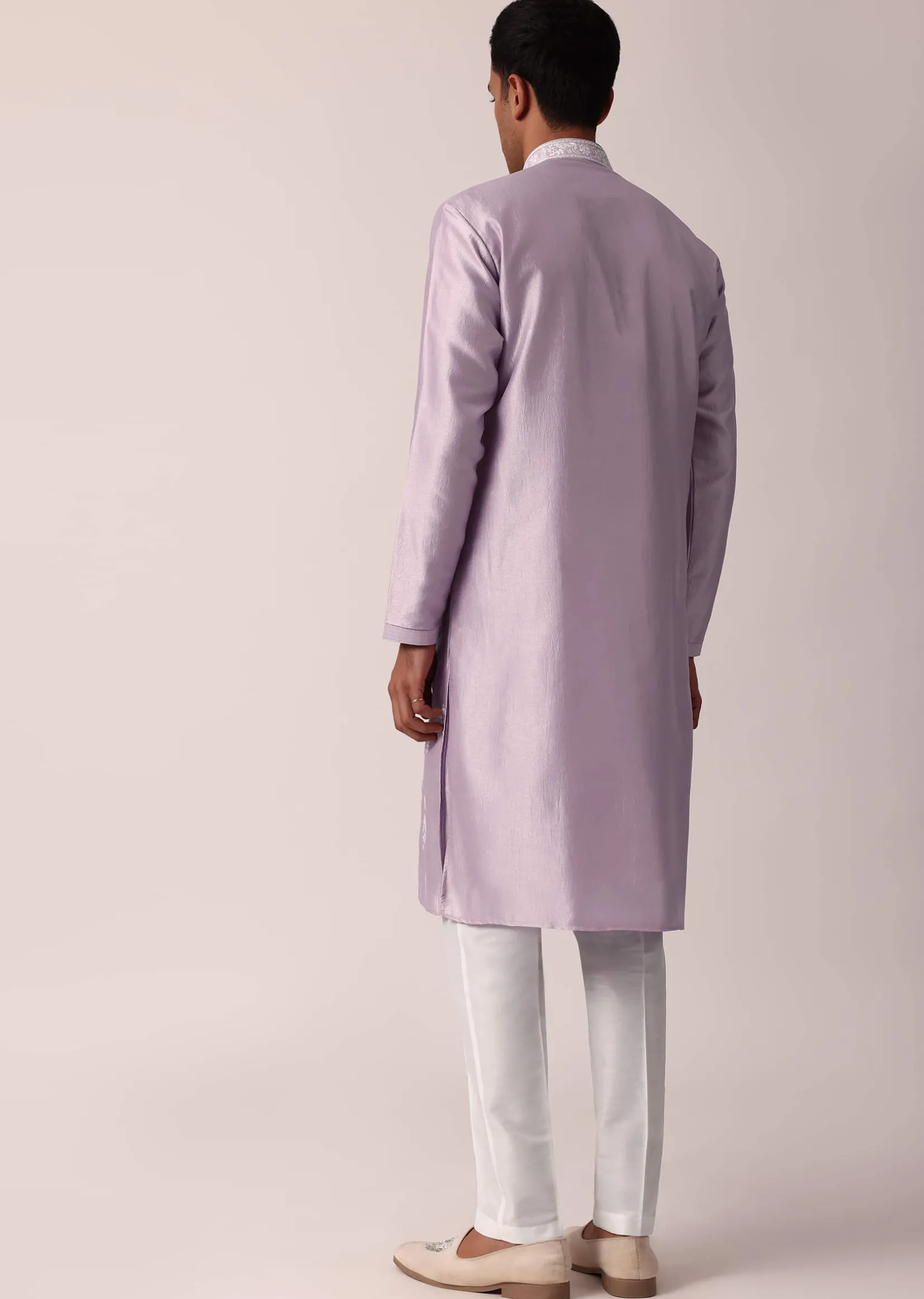 Royal Purple Silk Kurta Set With Exquisite Handwork