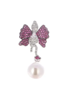 Ruby Diamond Dangler Earrings In Mix Metal