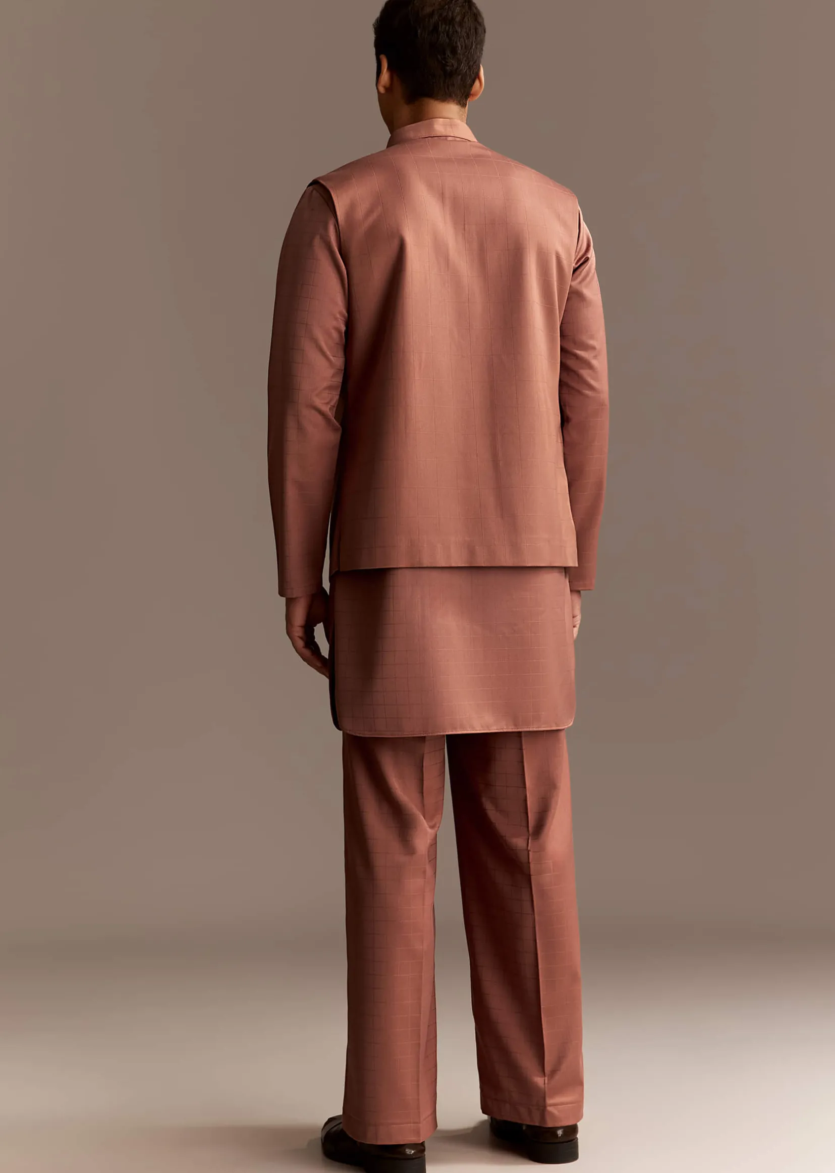 Rust Kurta Jacket Set With Palazzo Pants