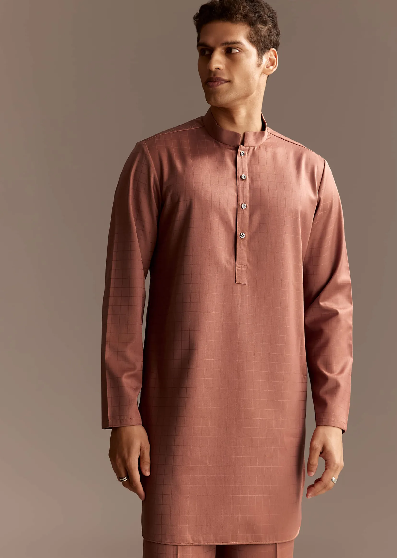 Rust Kurta Jacket Set With Palazzo Pants