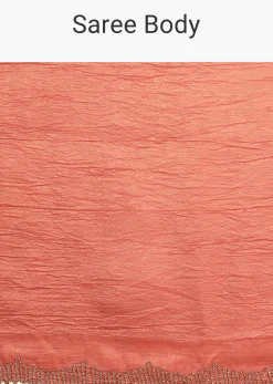 Rust Pink Crushed Tissue Saree With Diamond Work Border