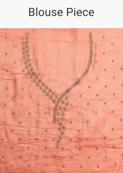 Rust Pink Crushed Tissue Saree With Diamond Work Border
