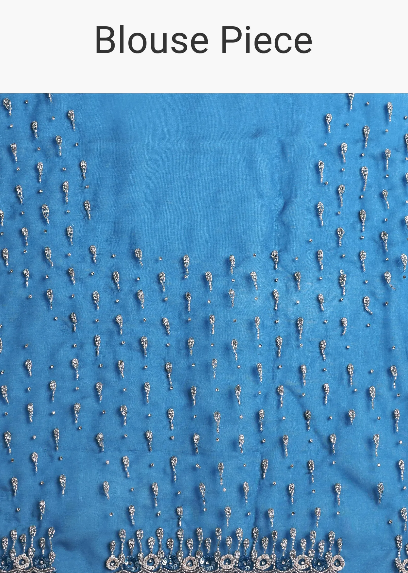 Sapphire Blue Organza Saree With Sequins And Cutdana Embellished Border