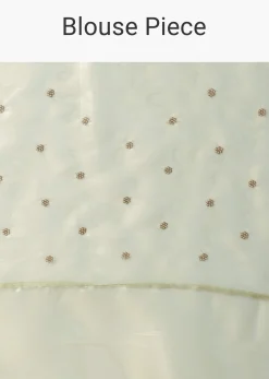 Sea Green Foil Saree In Tissue With Cut Dana Embroidered Borders