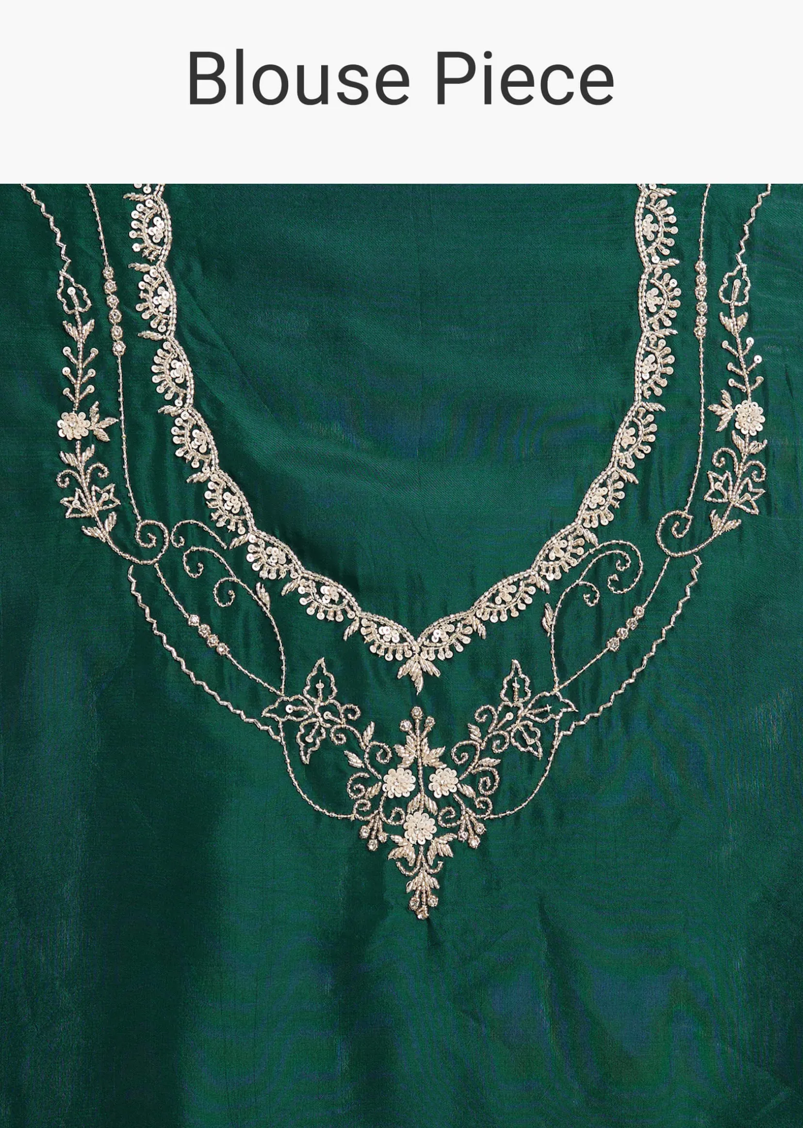 Sea Green Jacquard Sequins Saree With Cutdana Stones
